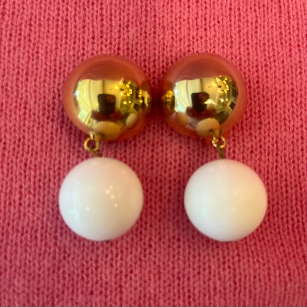 Vintage Gold and White Statement Earrings - Picture 16 of 16